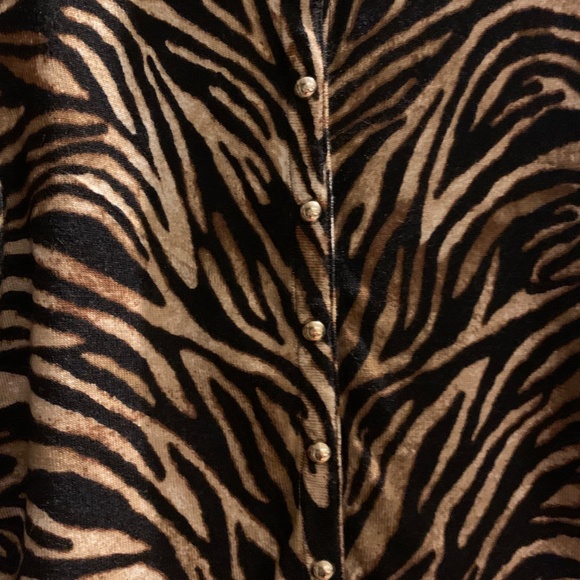 White House Black Market Black/Tan Tiger Stripe Cardigan Sweater sz M - Picture 2 of 5